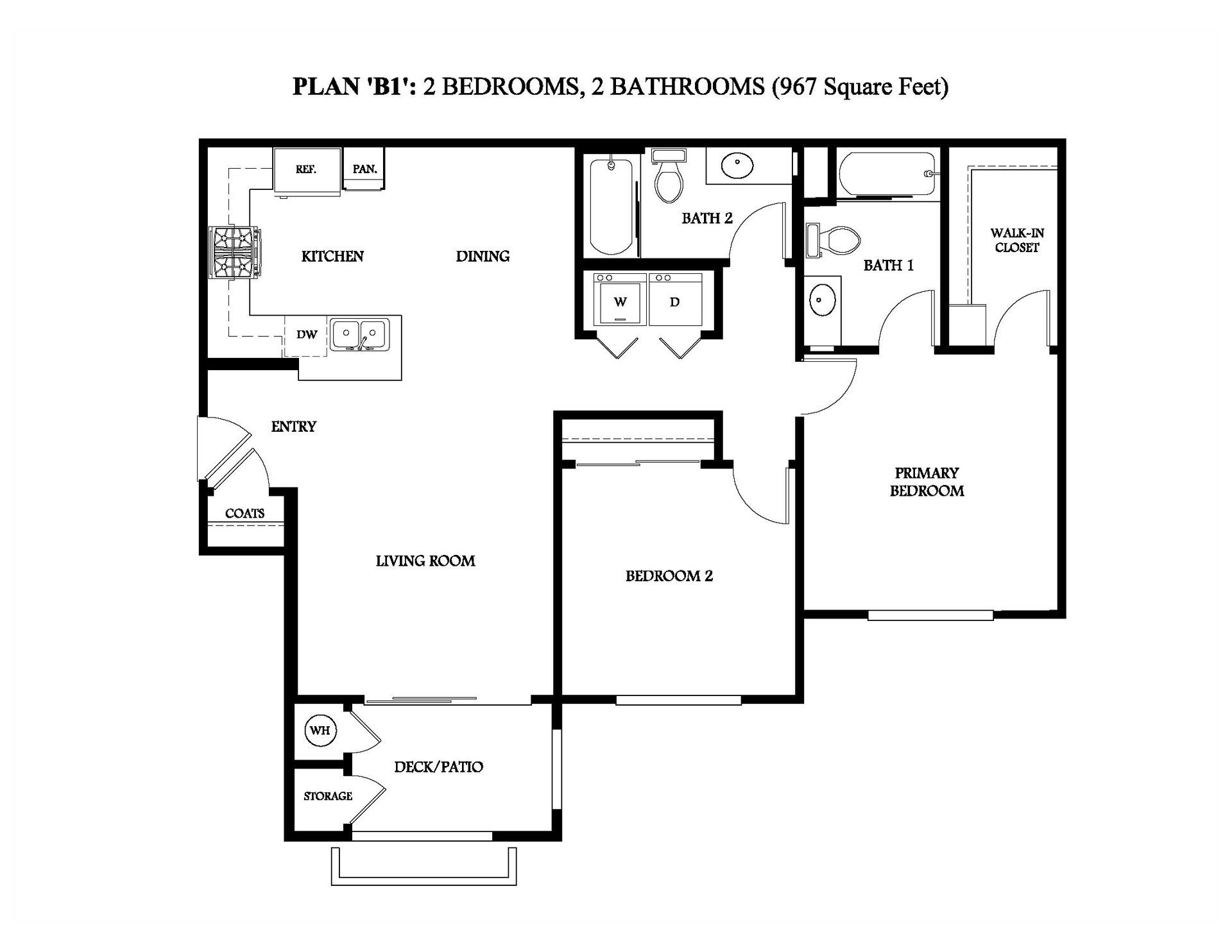 Plan B1 - 2 Bedrooms, 2 Bathrooms