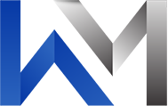Abstract blue, gray, and black angular logo on a white background