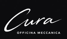 Logo di Cura Officina Meccanica in scritta bianca su sfondo nero