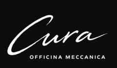 Logo di Cura Officina Meccanica in scritta bianca su sfondo nero