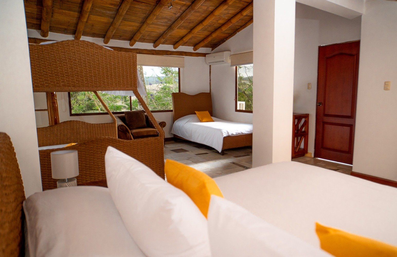 elegant room overlooking the gardens. Room for a big family