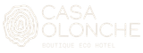 Casa Olonche Boutique Hotel's Logo. Logo is a tree ring, hand drawn, color sand white.