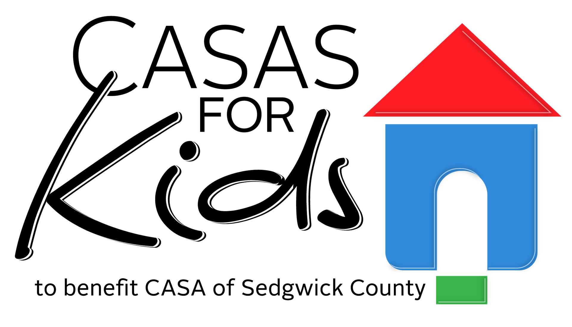A logo for casas for kids to benefit casa of sedgwick county