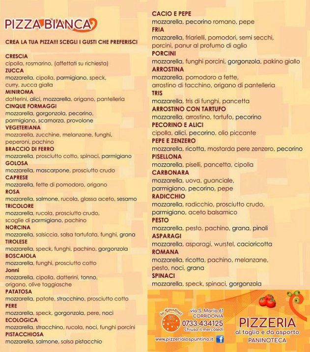 Lo spuntino menù