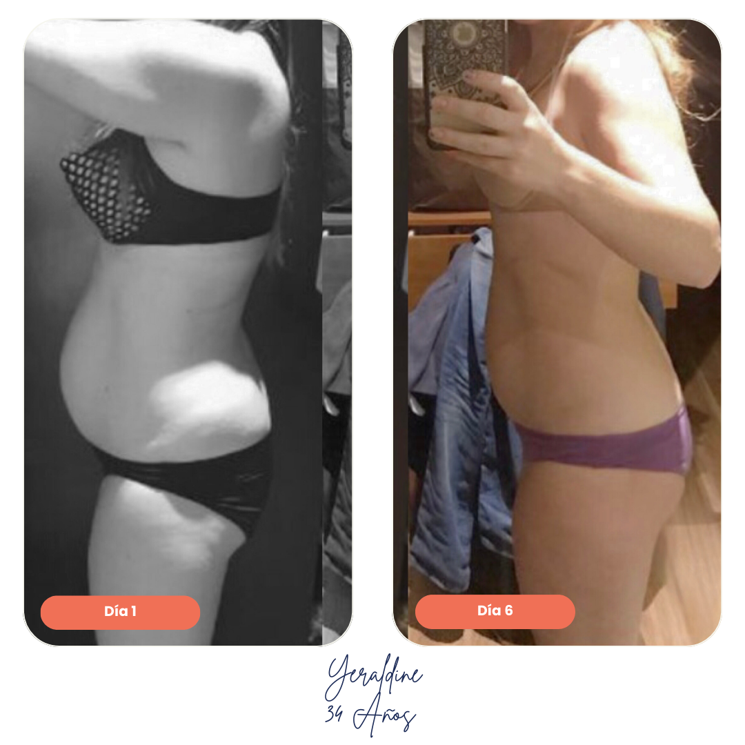 Evolución física femenina con el sistema Ken Diet: cintura y abdomen más definidos