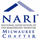 Logo for the Milwaukee Chapter of the National Association of the Remodeling Industry (NARI) featuring a roof icon.