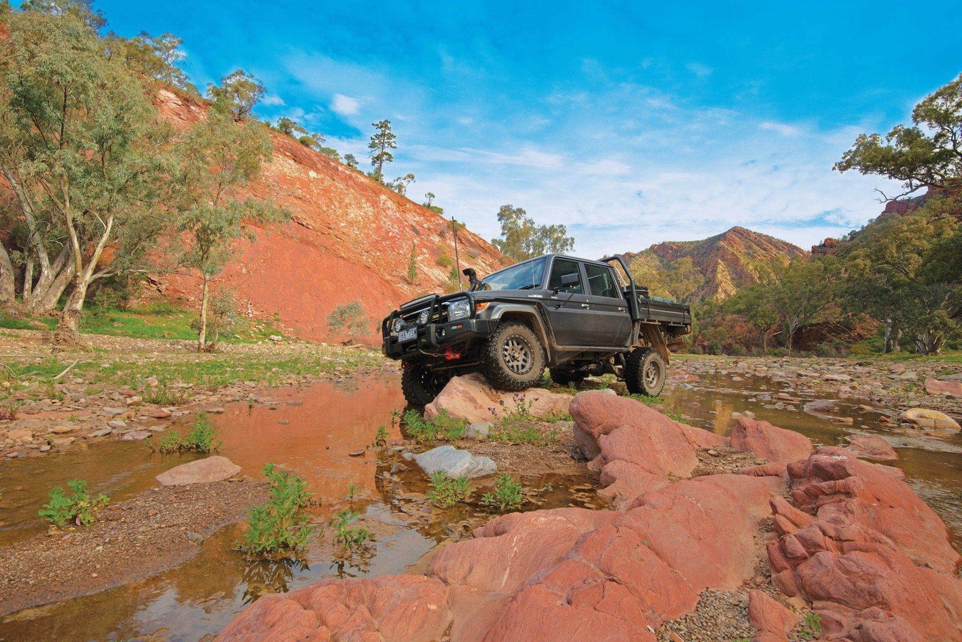 White Pickup with Bull Bar — Off Road Accessories in Wangaratta, VIC