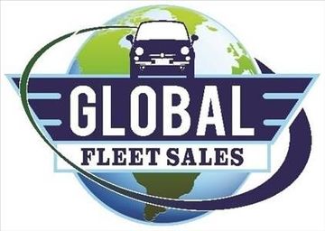 A logo for global fleet sales with a car on top of a globe