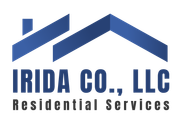 IRIDA CO., LLC Residential Services logo in blue with roofline graphic