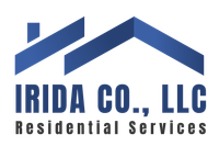 IRIDA CO., LLC Residential Services logo in blue with roofline graphic