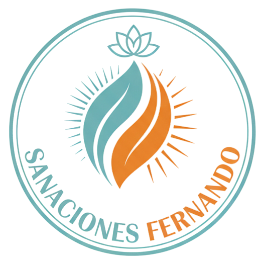 Logotipo: Llama azul y naranja con loto encima, rodeado por el texto 