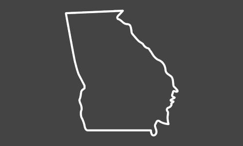 A white outline of the state of georgia on a black background.