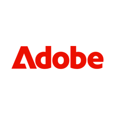 A red adobe logo on a white background