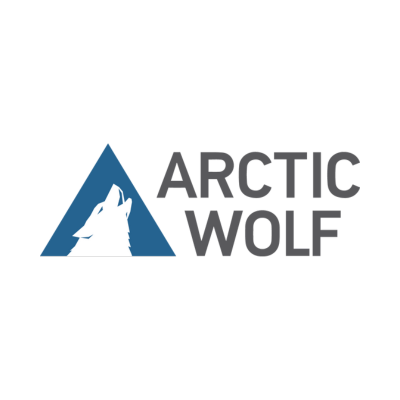 A logo for arctic wolf with a wolf on it