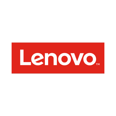 The lenovo logo is red and white on a white background.