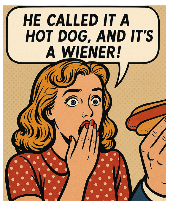Retro style cartoon lady saying