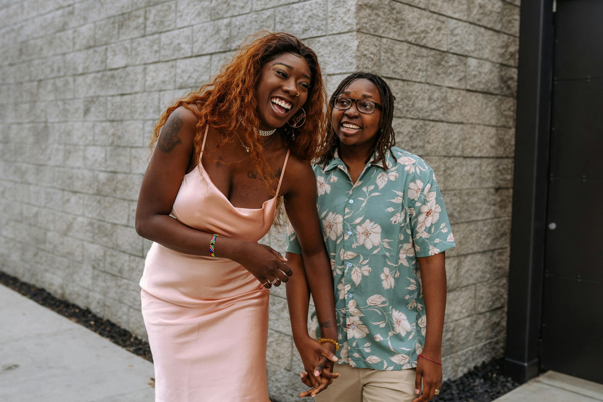 A couple laughing