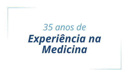 A logo that says 35 anos de experiencia na medicina on a white background.