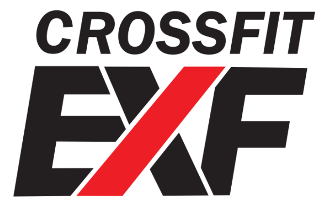 The logo for crossfit exf is black and red
