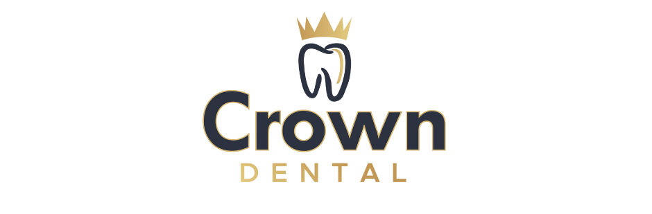 Logo for Crown Dental. Features a tooth with a gold crown, and the words 