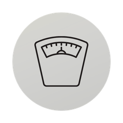 Grijs badkamerweegschaalpictogram met een wijzerplaat