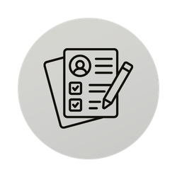 Checklistformulier met een potloodpictogram in een grijze cirkel.