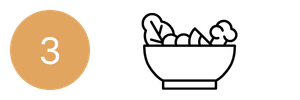 Stap 3-pictogram met een kom groenten