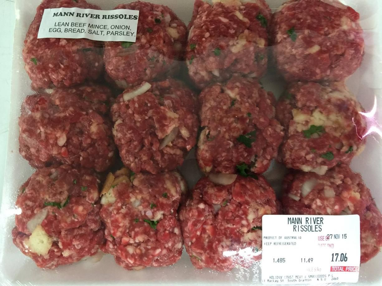 A Package of Beef Meatballs with A Price Tag on It — Holiday Coast Meat & Smallgoods in Glenn Innes, NSW