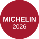 Targhetta Michelin 2026 rossa con testo bianco