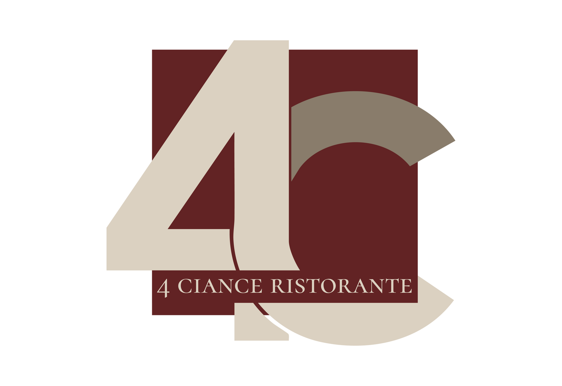 Logo per il ristorante 4 Ciance nei colori bordeaux e beige con le lettere stilizzate