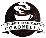 a logo for distributori automatici coronella with a cup of coffee
