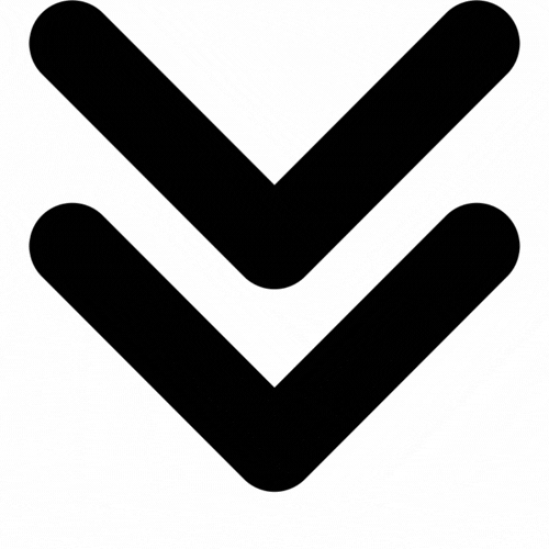 Black double downward chevron icon on a white background