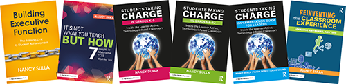 Assorted exam prep books stacked side by side in yellow, purple, black, green, and blue covers.