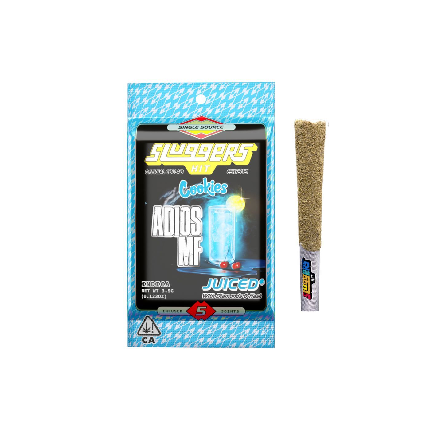 Sluggers Hit x Cookies Adios MF Juiced infused pre-rolls 5-pack
