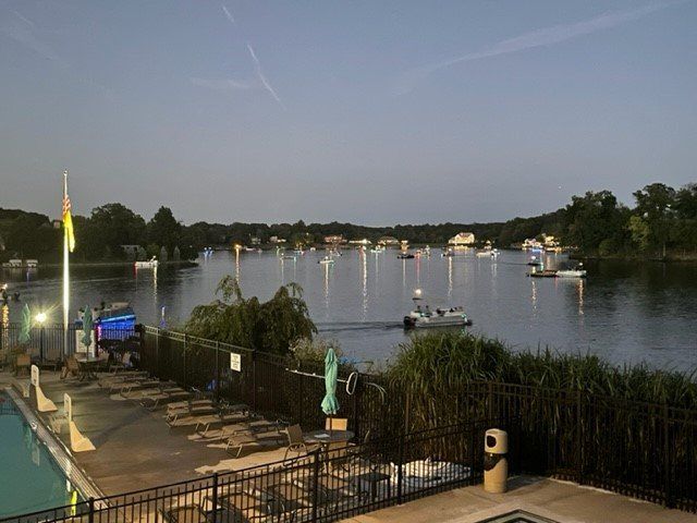 lake with boats