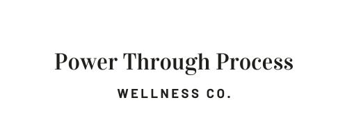 Power Through Process Wellness Co. logo in black serif text on a white background