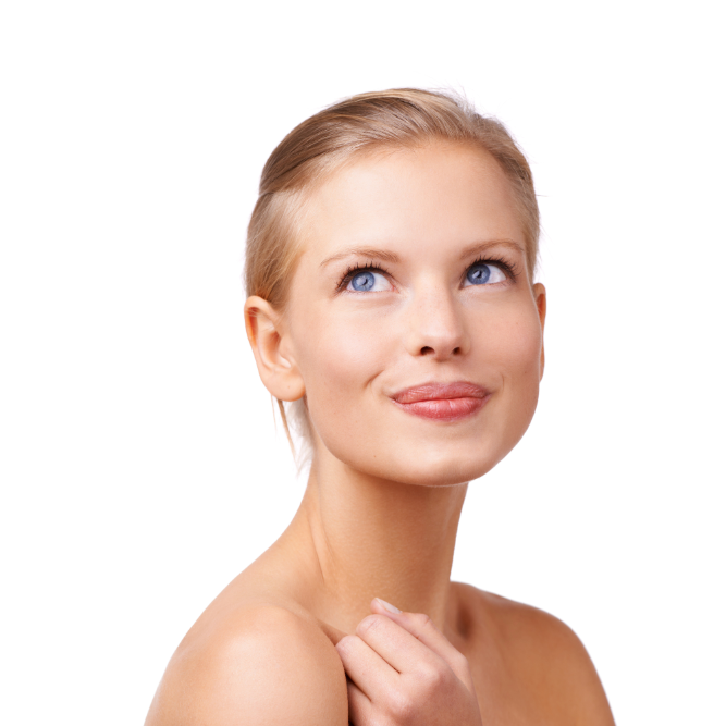 Woman with clear, radiant-looking skin representing SQT Bio-Microneedling treatment