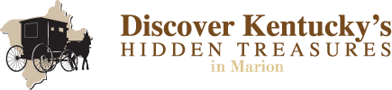 A logo for discover kentucky 's hidden treasures in marion