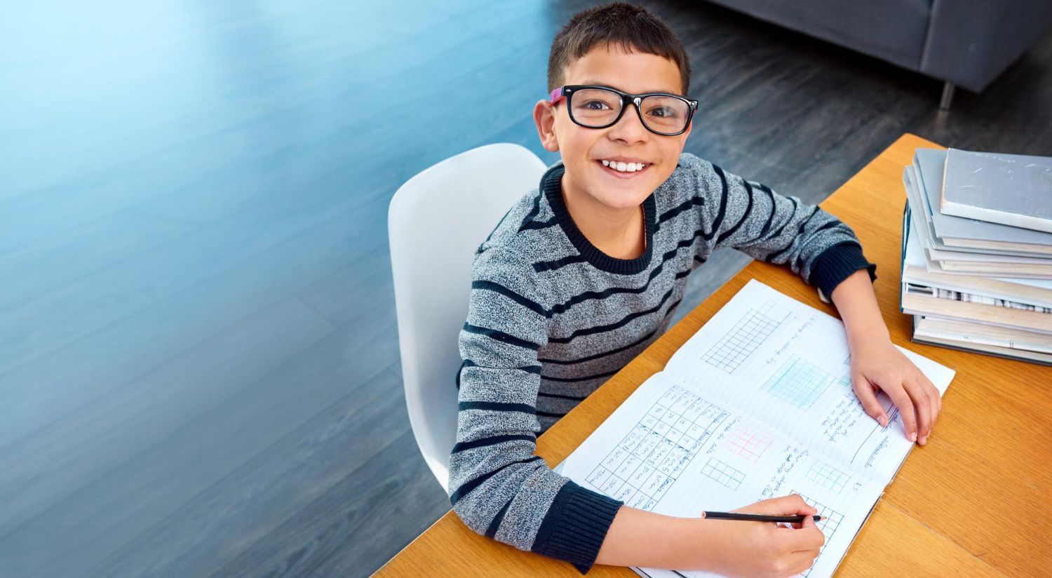 13 year old boy studying math