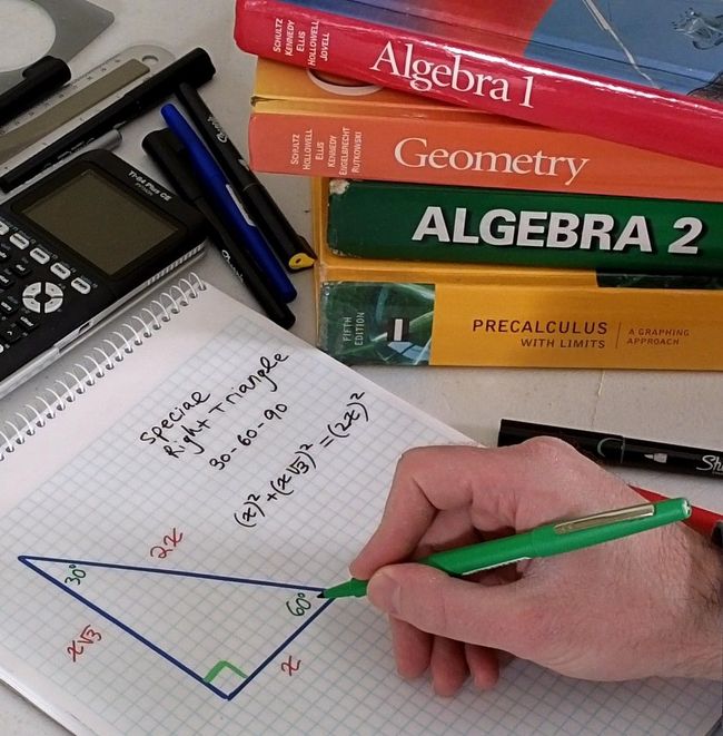 Tutor solving a geometry problem involving triangles
