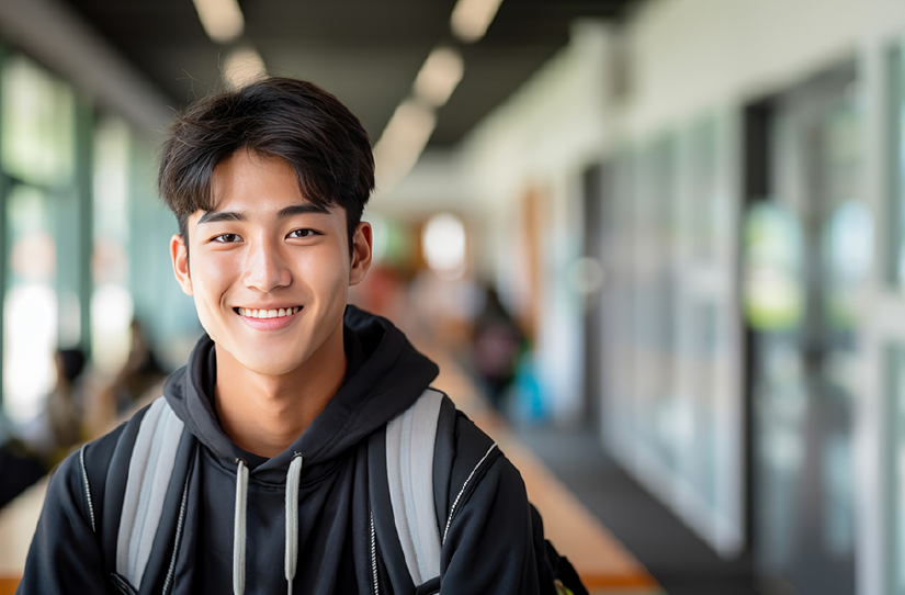 High school student in school
