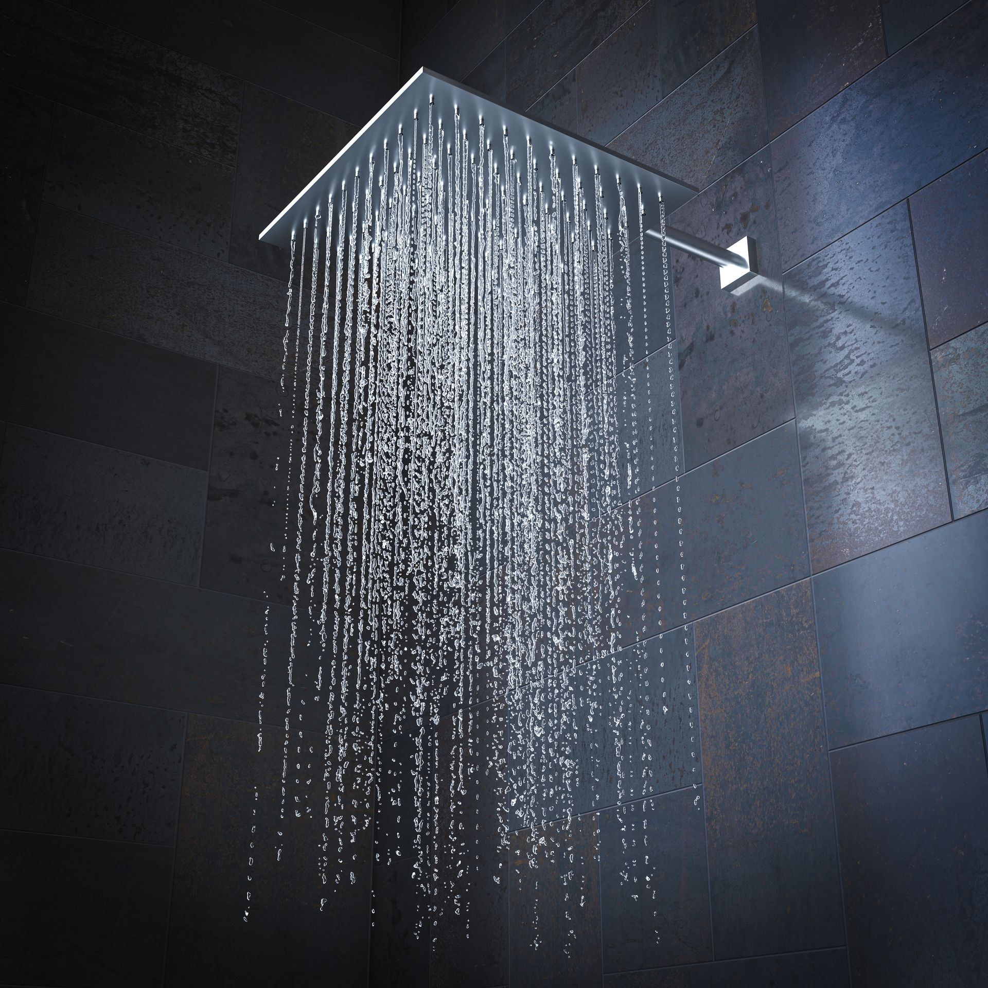 A shower head with water coming out of it