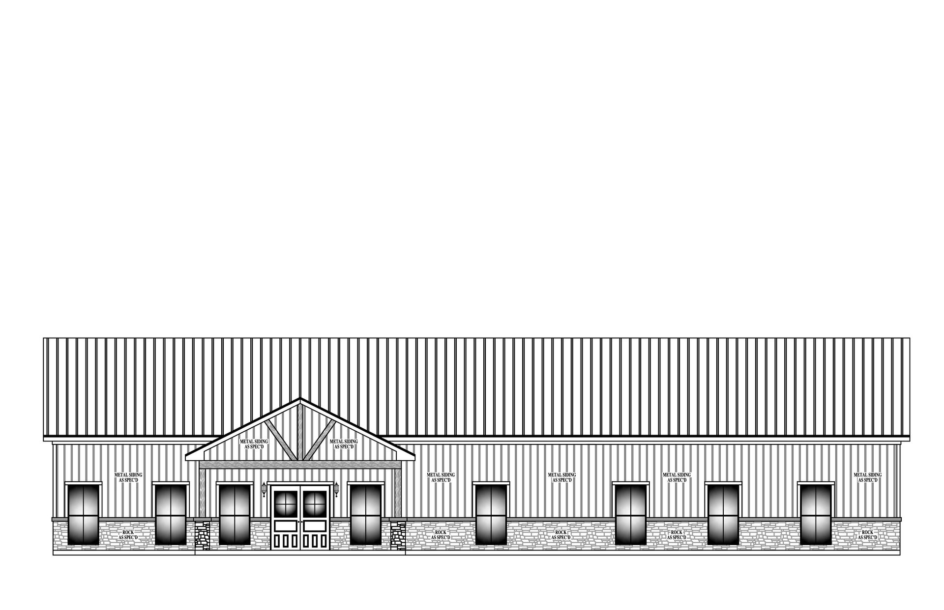 It is a black and white drawing of a building.