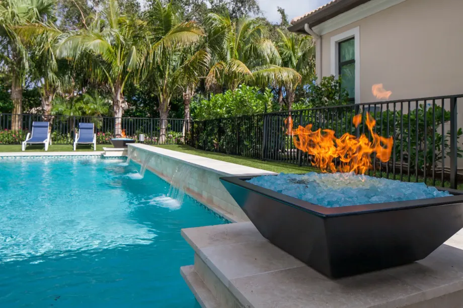 custom fire feature for swimming pool custom fire feature for swimming pool