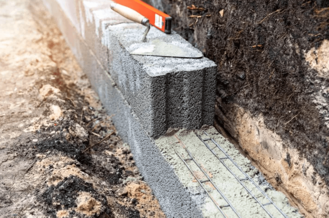 company builds a retaining wall with cinder blocks in los angeles, CA