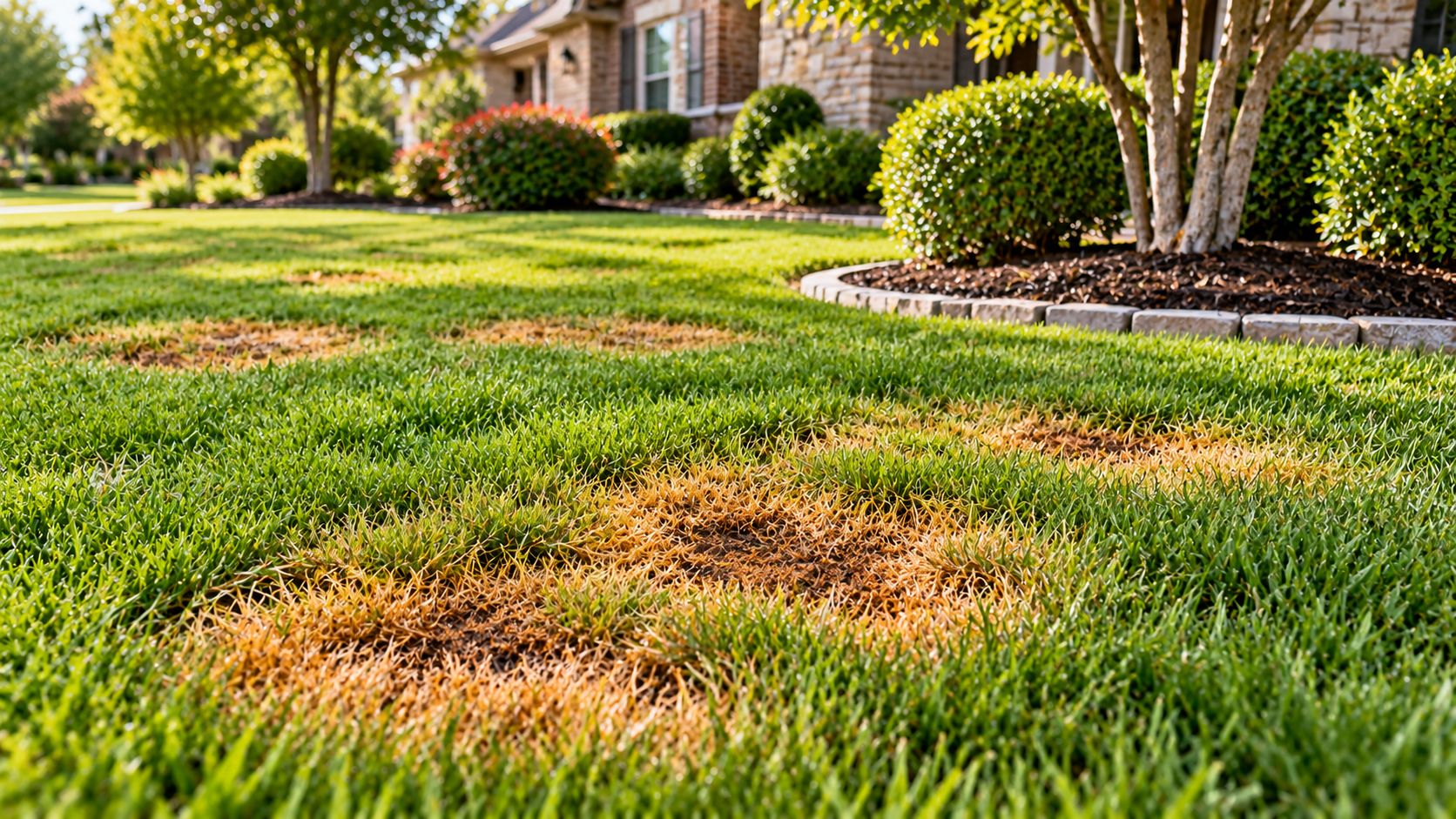 Freshly dug soil mound with grass around it on a lawn