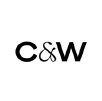 A black and white logo for a company called c & w.