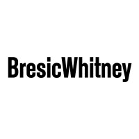 A black and white logo for bresic whitney on a white background.