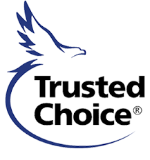 A logo for trusted choice with an eagle on it.