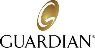 The logo for guardian is a gold circle with a g on it.